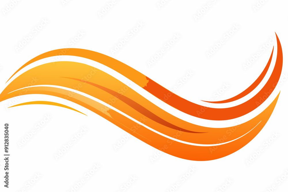 Aufkleber an abstract design featuring flowing orange waves on a white background. the waves vary in thickness