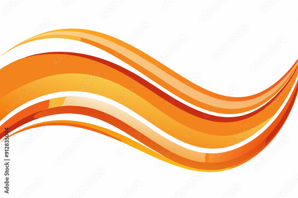 Aufkleber an abstract design featuring flowing orange waves on a white background, creating a sense of movemen