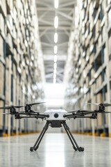 Surveyor or engineer and drone survey land for construction work, Delivery center using drones and robotics for efficient logistics operations