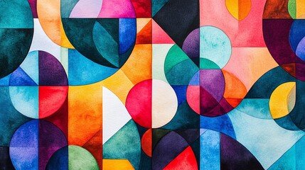 Fototapeta premium Geometric Dance of Shapes with Alternating Circles and Triangles in a Harmonious Pattern