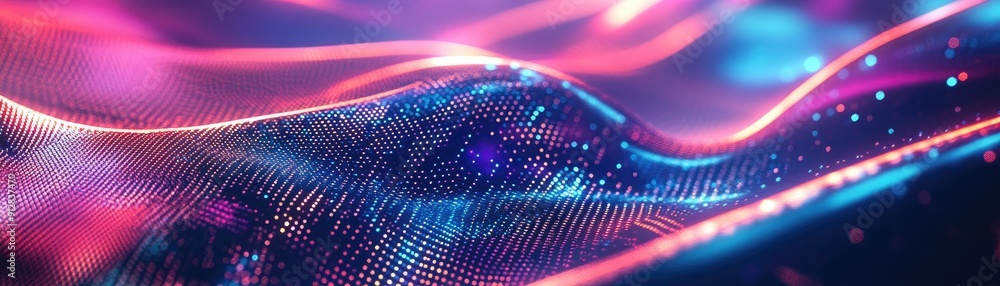 Poster abstract tech patterns with holographic effects, sleek design