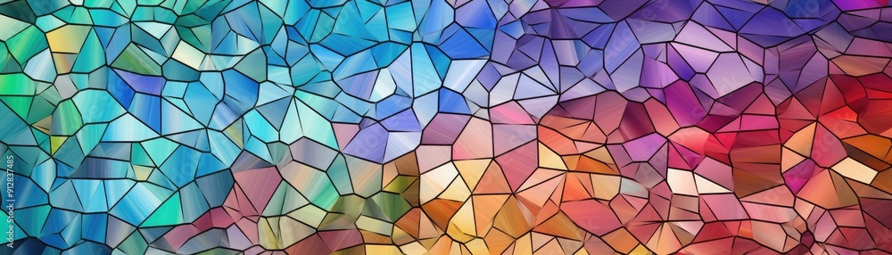Poster 3d abstract mosaic with tessellated patterns, colorful and intricate