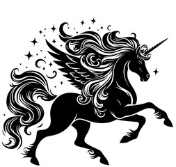 horse silhouette vector illustration, vegasus