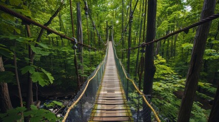Obraz premium Treetop trekking with suspension bridges.