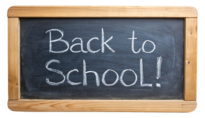 Obraz premium Chalkboard with back to school text isolated on transparent background
