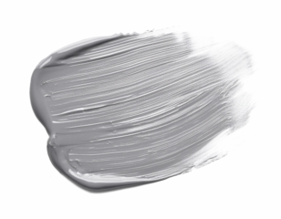 grauer Farbfleck aus Acrylfarbe, isoliert auf weißen Hintergrund, Freisteller, Transparent 