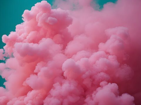 Smoke in pink on turqoise Background