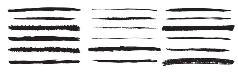 Coal pencils grunge strokes set brush chalk line marker texture straight lines vector illustration