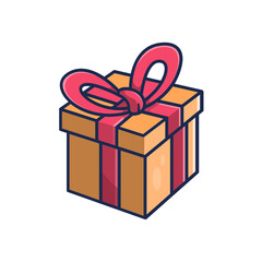 Giftbox minimalist vector illustration ,simple transparent graphic element .Isolated on white background