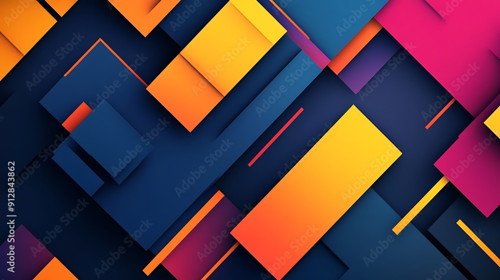 Poster abstract geometric pattern with vibrant colors and overlapping shapes