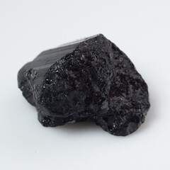 natural black tourmaline scherl on the white background