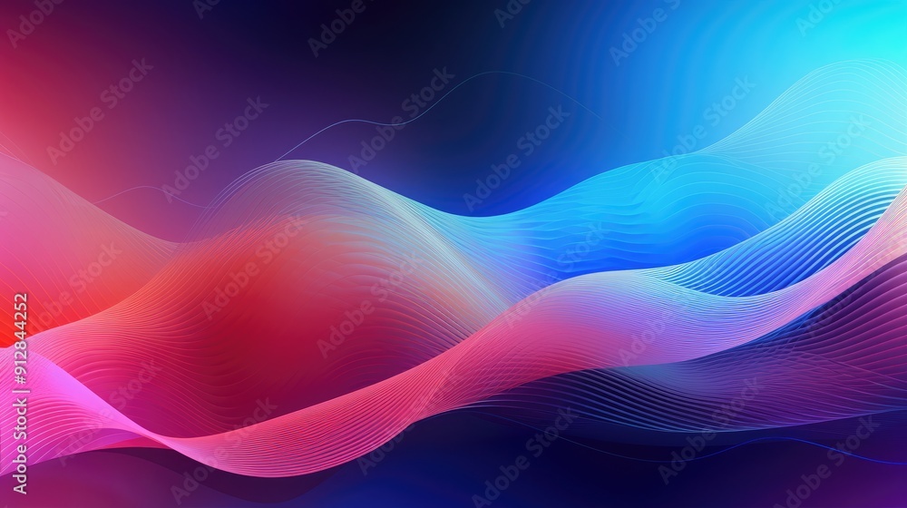 Poster digital tech waves with vibrant gradients, dynamic design