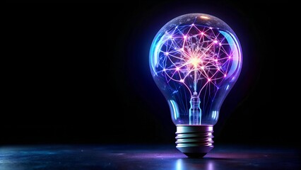 A Futuristic Light Bulb Illuminating the Universe with a Glowing Brain  AI generated