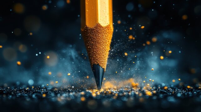 Pencil in the middle of an explosion, surrounded by smoke, dark and mysterious atmosphere, the effect of swirling smoke clouds creates an atmosphere of mystery and creativity - Powered by Adobe