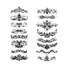 Ornamental Floral Dividers and Vintage Borders Vector Set Illustrator Artwork