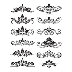 Ornamental Floral Dividers and Borders Vector Set