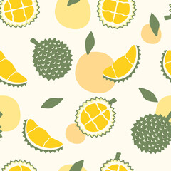 Seamless pattern cute durian fruits Vector illustration.