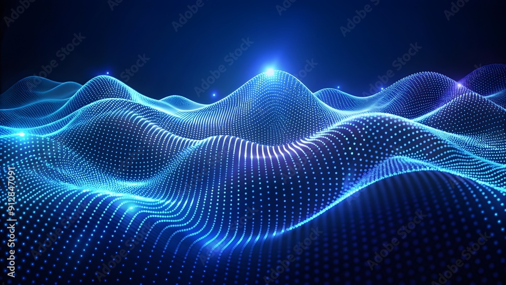 Aufkleber Abstract digital wave of particles. Futuristic point wave. Technology Colorful Background