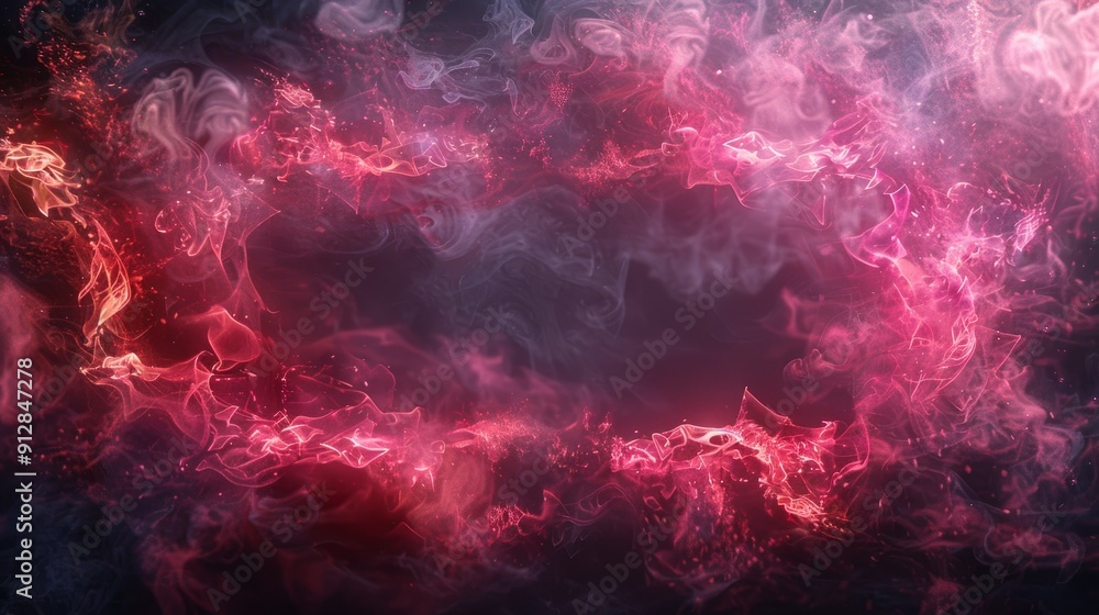 Poster abstract colorful smoke swirls in dark background with dynamic patterns