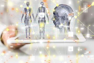 digital medical futuristic interface 3D rendering