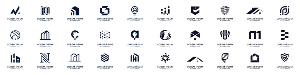 Set of abstract corporate business identity logo design inspiration.