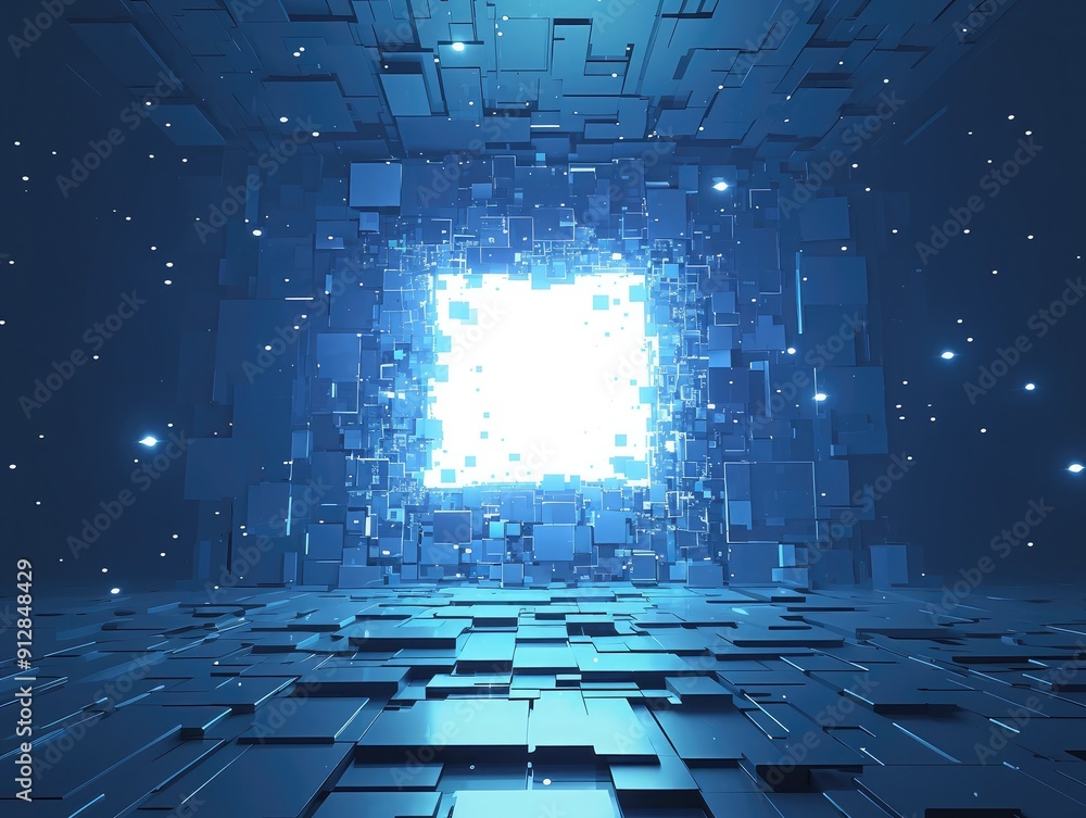 Poster 3d abstract geometric tunnel with depth effect, immersive design