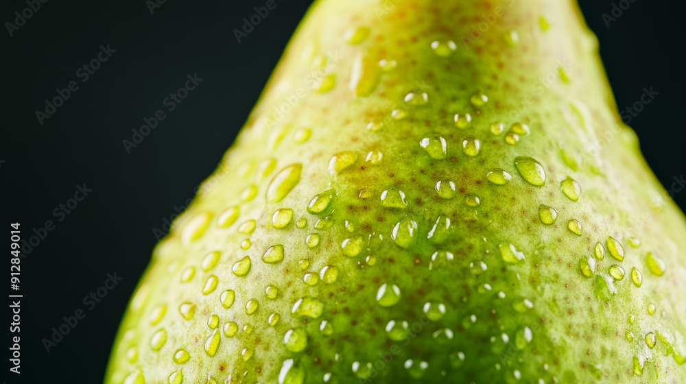 Sticker Closeup of the skin of a ripe pear highlighting the green surface with russet patches and smooth texture 