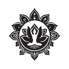 Yoga and Meditation Lotus Mandala Vector Illustration