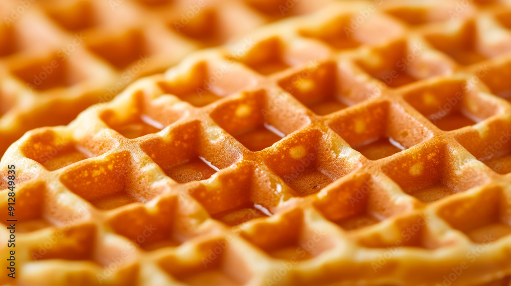 Poster macro shot of the texture of dutch stroopwafel showcasing the thin crispy waffles with a gooey caram