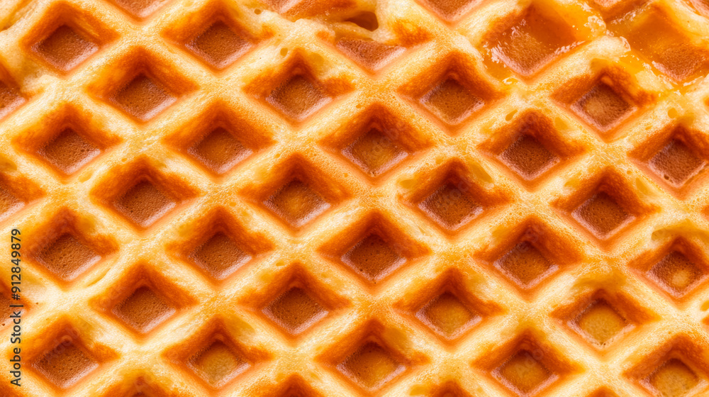 Poster macro shot of the texture of dutch stroopwafel showcasing the thin crispy waffles with a gooey caram