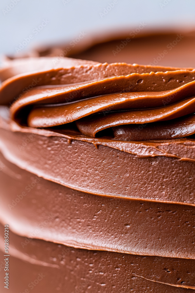 Sticker Macro shot of the texture of a chocolate cake showcasing the rich moist layers with glossy frosting 