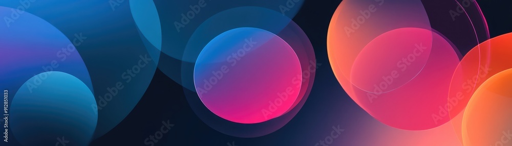Poster minimalist abstract circles with gradient effects, clean design