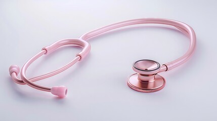 A stylish pink stethoscope on a light background, perfect for healthcare professionals and wellness enthusiasts.