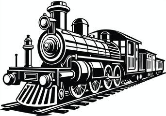 vintage steam locomotive train illustration vector art design