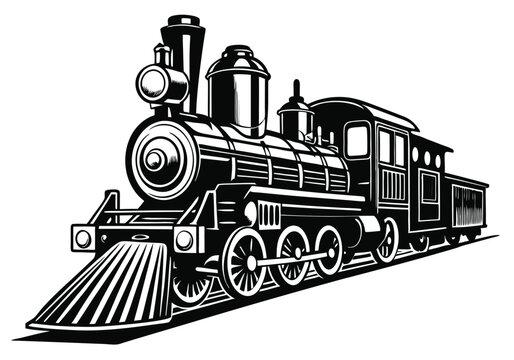 vintage steam locomotive train illustration vector art design