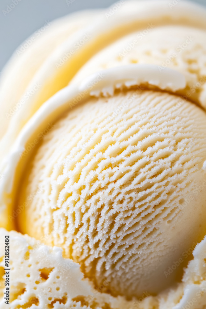 Aufkleber macro shot of the texture of an ice cream scoop showcasing the creamy smooth surface with tiny ice c
