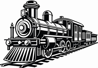 vintage steam locomotive train illustration vector art design