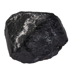 natural black tourmaline scherl on the white background