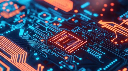 Obraz premium Blockchain explorer, neon circuits, futuristic financial interface