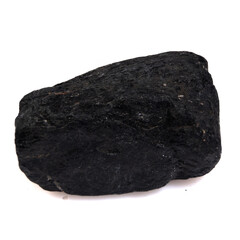 natural black tourmaline scherl on the white background