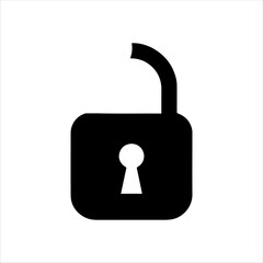 Broken padlock icon silhouette vector illustration design on white background.