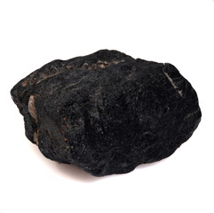 natural black tourmaline scherl on the white background