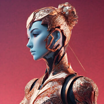 Close-up Portrat of a female Cyborg
