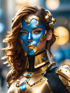 Close-up Portrat of a female Cyborg