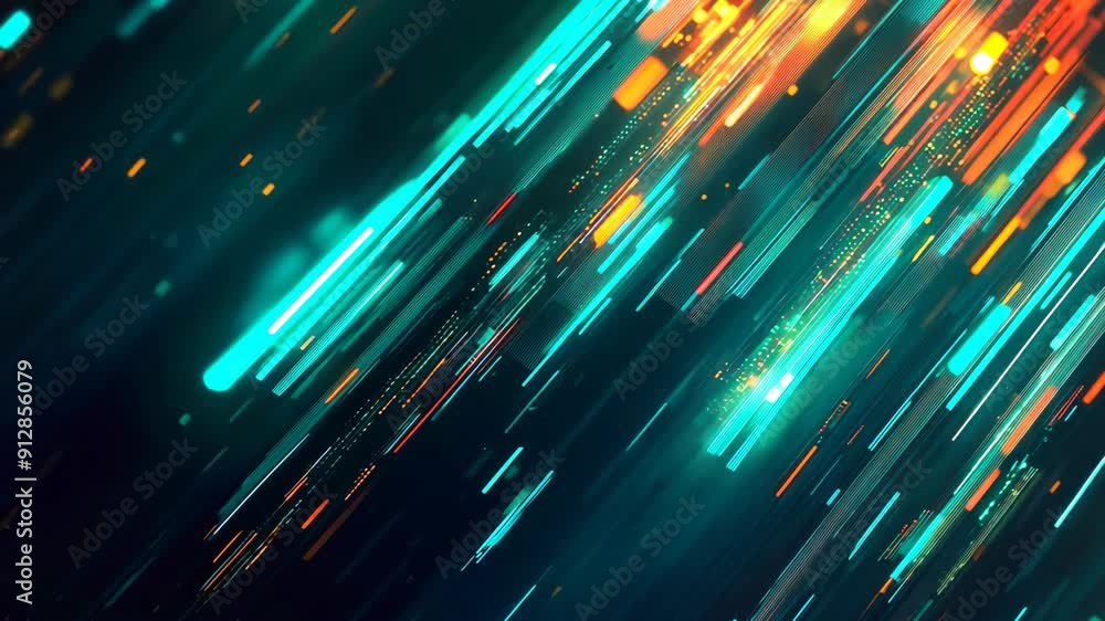 Poster futuristic light trails abstract background. dynamic digital animation. high-speed data transmission