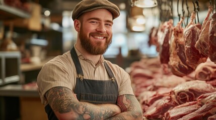 Smiling Butcher In His Shop