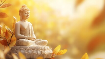 A buddha sits in in Vesak buddha Purnima day.