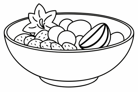 recommend clip art:  A bowl of mixed fruits and nuts as a healthy breakfast vector illustration