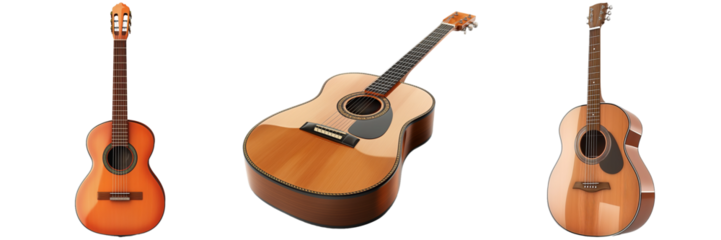 Classical Guitars Isolated on Transparent Background