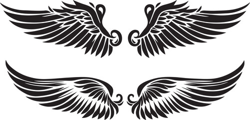 Vector illustration of wings collection set